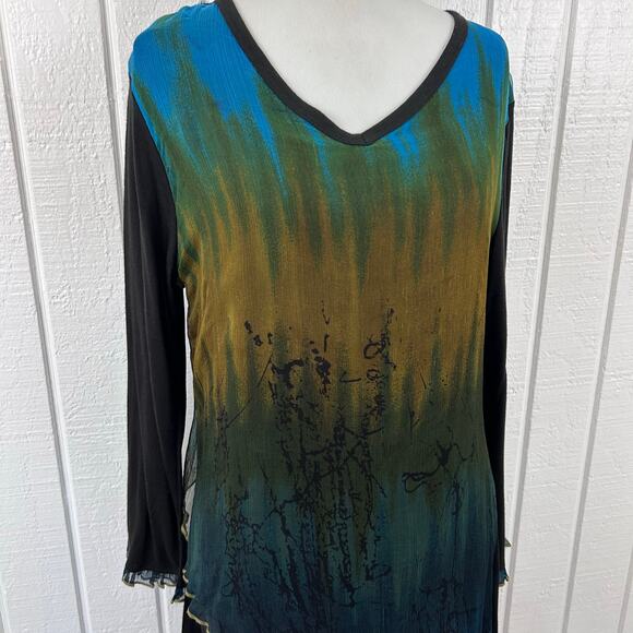 Parsley & Sage Asymmetrical Tunic Dress Abstract Print Boho Artsy Rayon Medium - Picture 4 of 8